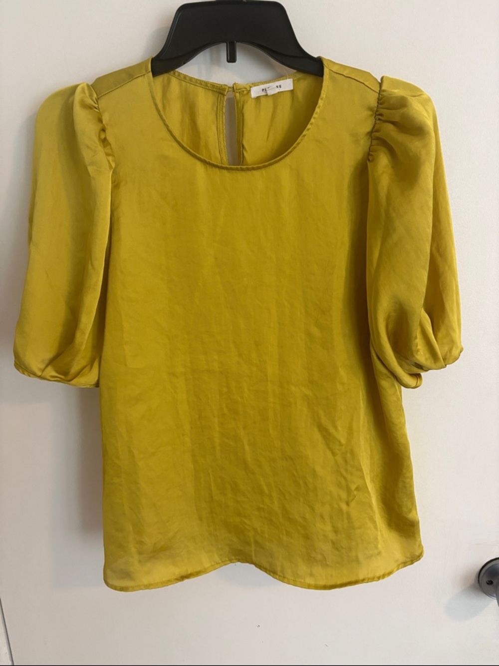 Pleione Mustard Puff Sleeve Blouse
